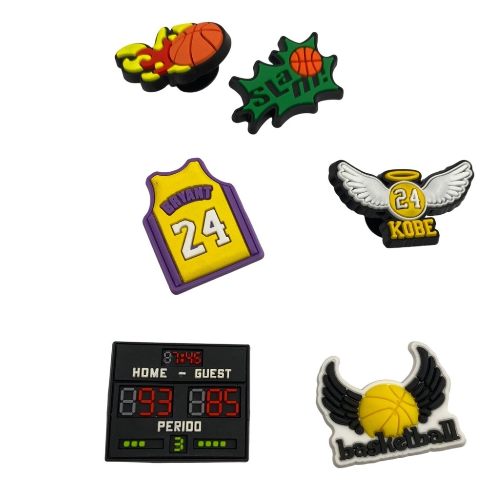 Kobe Bryant Basketball 6‎ pc Shoe Charms Crocs Lakers 24 Jersey Jibbitz Style